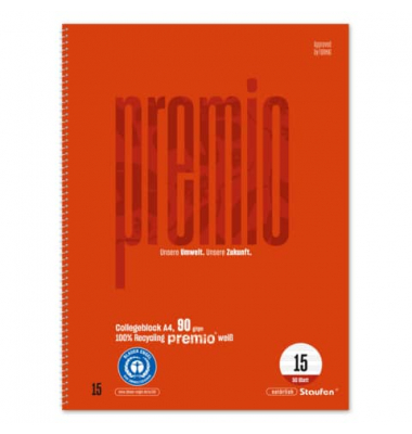 Collegeblock 040837015, Lineatur 15 / Lin 15 | Notenlineatur, A4, 90g, rot, 50 Blatt